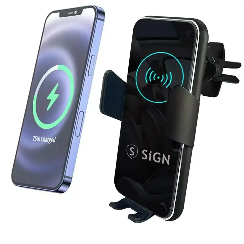 SiGN SiGN Mobilhållare för Bil med Trådlös Laddning 15W - Svart