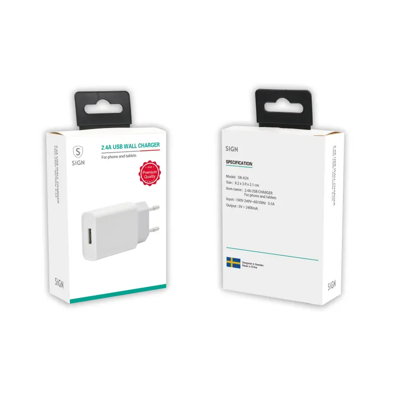 SiGN SiGN Väggladdare 1xUSB-A 2.4A - Vit