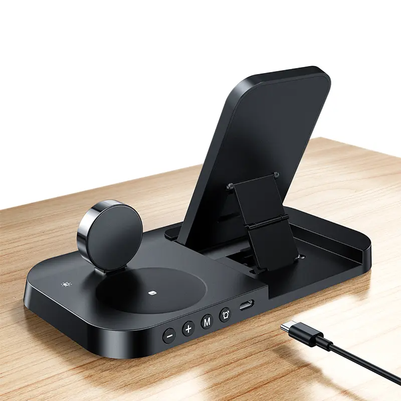 SiGN SiGN 4-in-1 Trådlöst Laddningsställ med Digital Klocka 15W - Svart