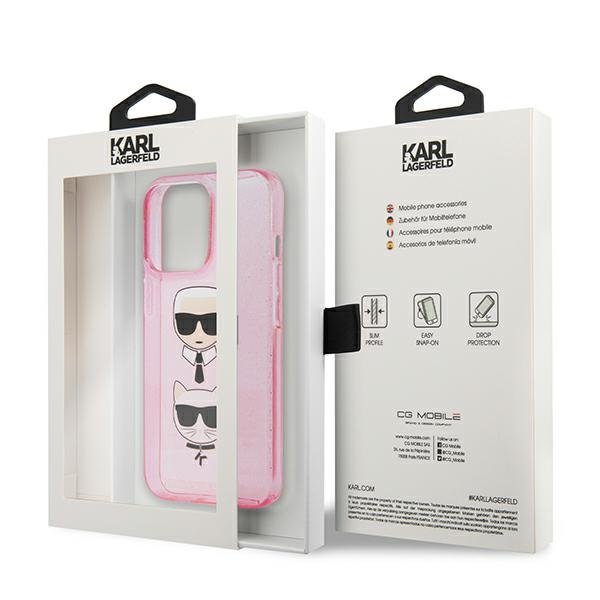 KARL LAGERFELD Karl Lagerfeld Glitter Karl`s & Choupette Skal iPhone 13 / 13 Pro - Rosa