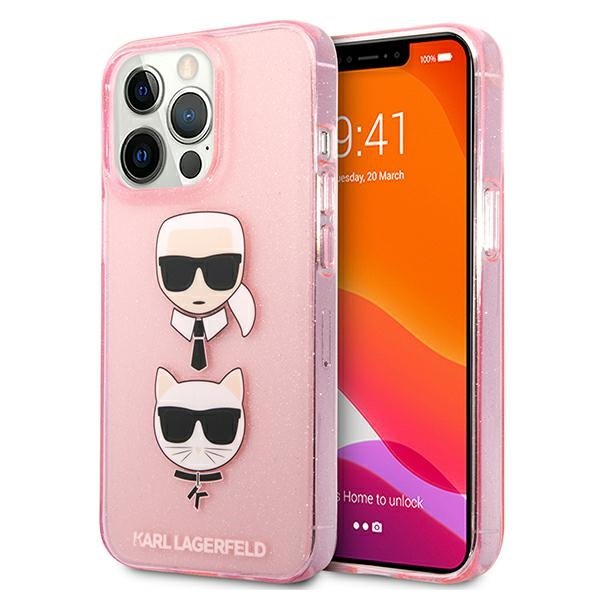 KARL LAGERFELD Karl Lagerfeld Glitter Karl`s & Choupette Skal iPhone 13 / 13 Pro - Rosa