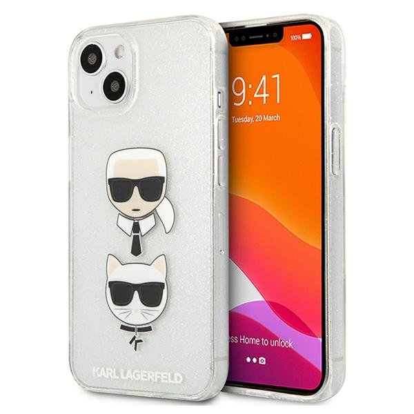 KARL LAGERFELD Karl Lagerfeld Glitter Karl`s & Choupette Skal iPhone 13 Mini - Silver