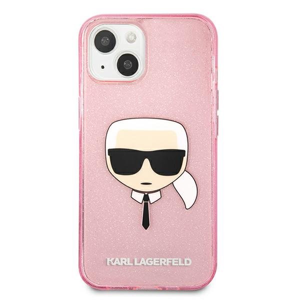KARL LAGERFELD Karl Lagerfeld Glitter Karl`s Head Skal iPhone 13 Mini - Rosa