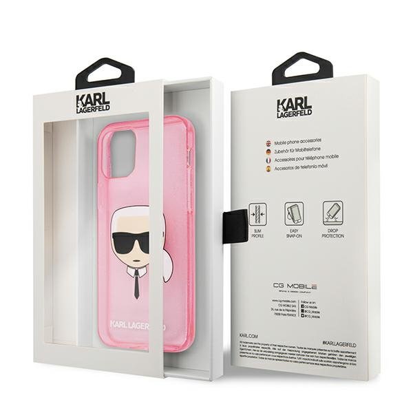 KARL LAGERFELD Karl Lagerfeld Glitter Karl`s Head Skal iPhone 13 Mini - Rosa