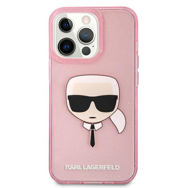 KARL LAGERFELD Karl Lagerfeld Glitter Karl`s Head Skal iPhone 13 Pro Max - Rosa