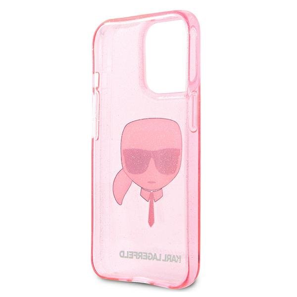 KARL LAGERFELD Karl Lagerfeld Glitter Karl`s Head Skal iPhone 13 Pro Max - Rosa