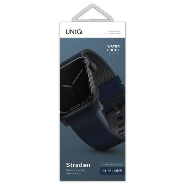 UNIQ UNIQ Straden Apple Watch Läder 42/44/45mm - Blå