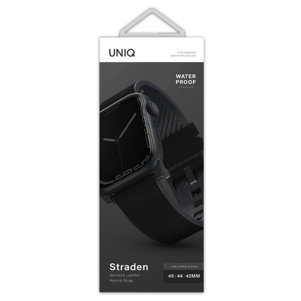 UNIQ UNIQ Straden Apple Watch Läder 42/44/45mm - Svart