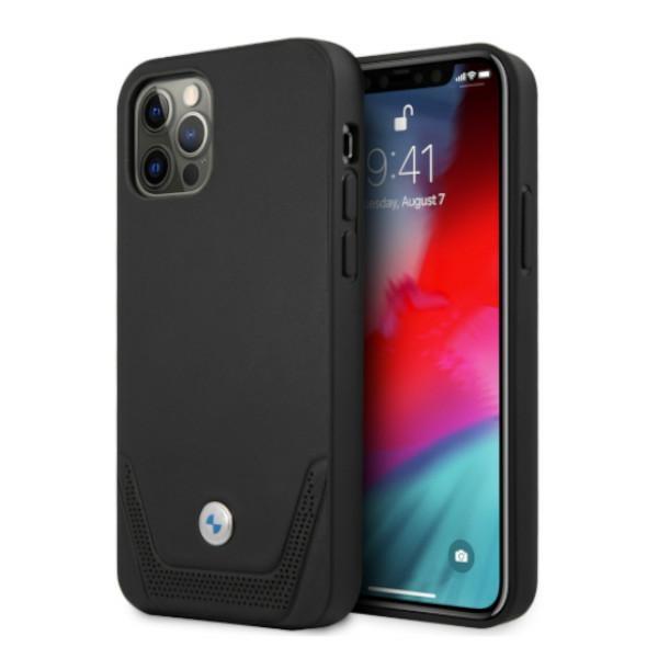 BMW BMW Läder Perforate Skal iPhone 12 Pro Max - Svart