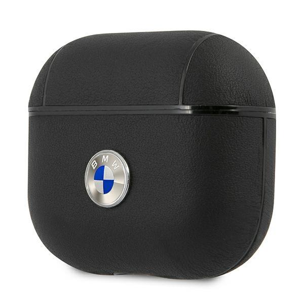 BMW BMW Signature Collection PC Äkta Läder Silver Logo Skal Airpods 3 - Svart