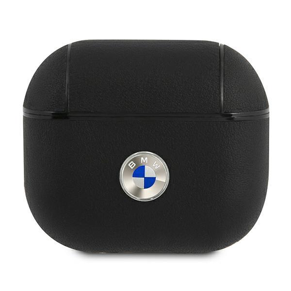 BMW BMW Signature Collection PC Äkta Läder Silver Logo Skal Airpods 3 - Svart