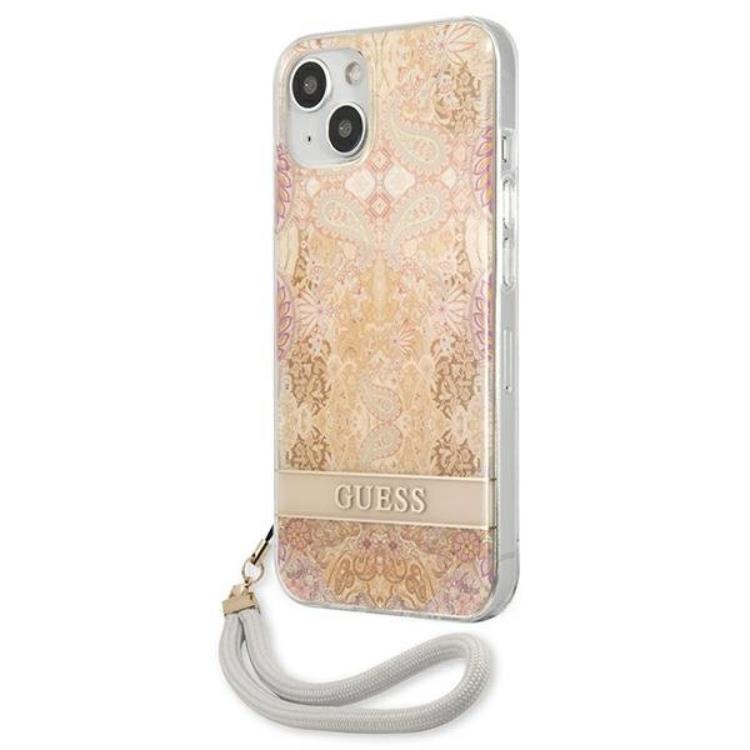 Guess Guess iPhone 13 Mini Skal Flower Strap - Guld