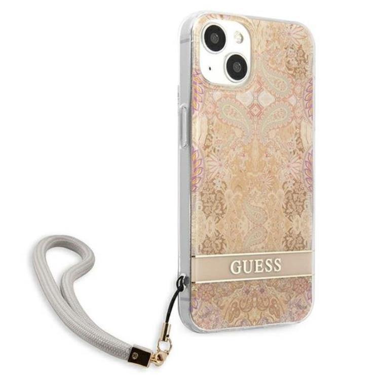 Guess Guess iPhone 13 Mini Skal Flower Strap - Guld