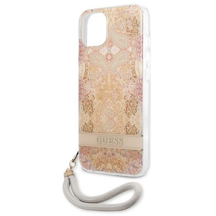 Guess Guess iPhone 13 Mini Skal Flower Strap - Guld