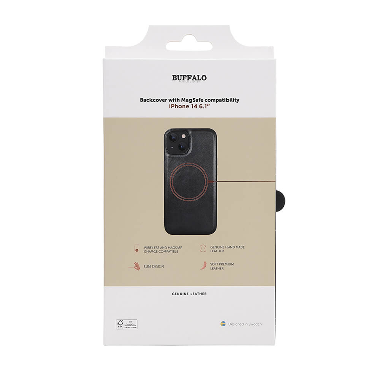 BUFFALO BUFFALO äkta läder iPhone 14 Skal MagSeries - Svart