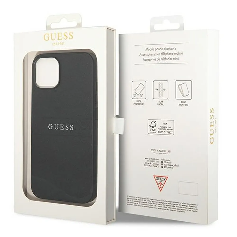 Guess GUESS iPhone 14 Plus Skal Glitter Flakes Script Metal Logo - Svart