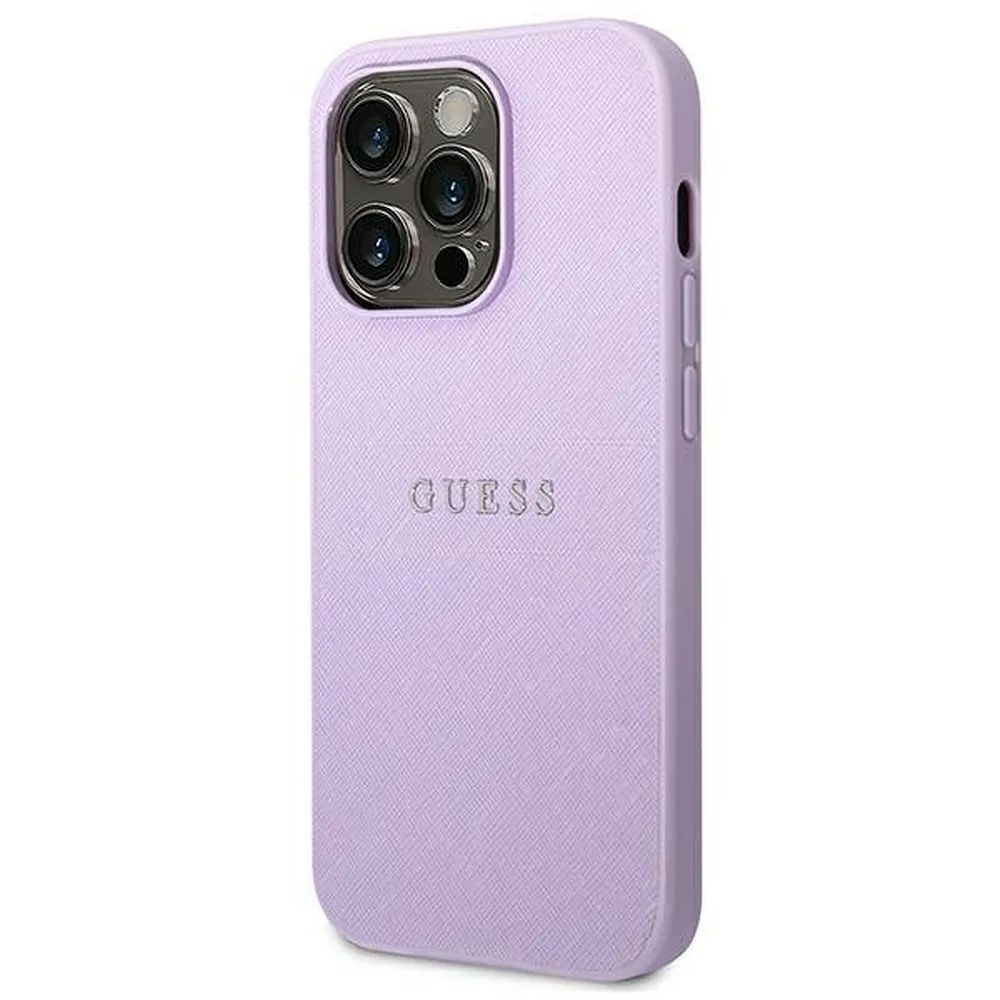 Guess GUESS iPhone 14 Pro Skal Glitter Flakes Script Logo - Lila