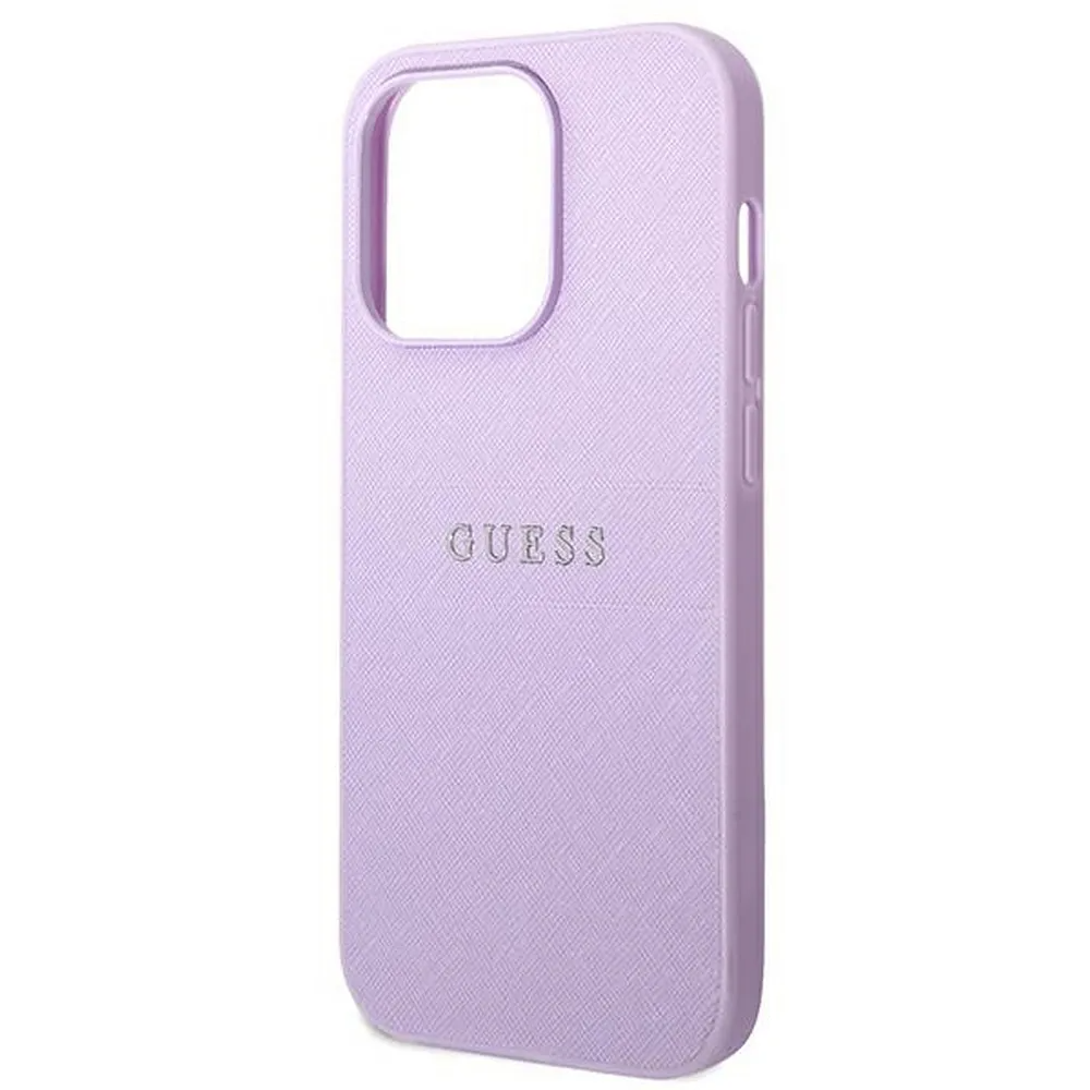 Guess GUESS iPhone 14 Pro Skal Glitter Flakes Script Logo - Lila