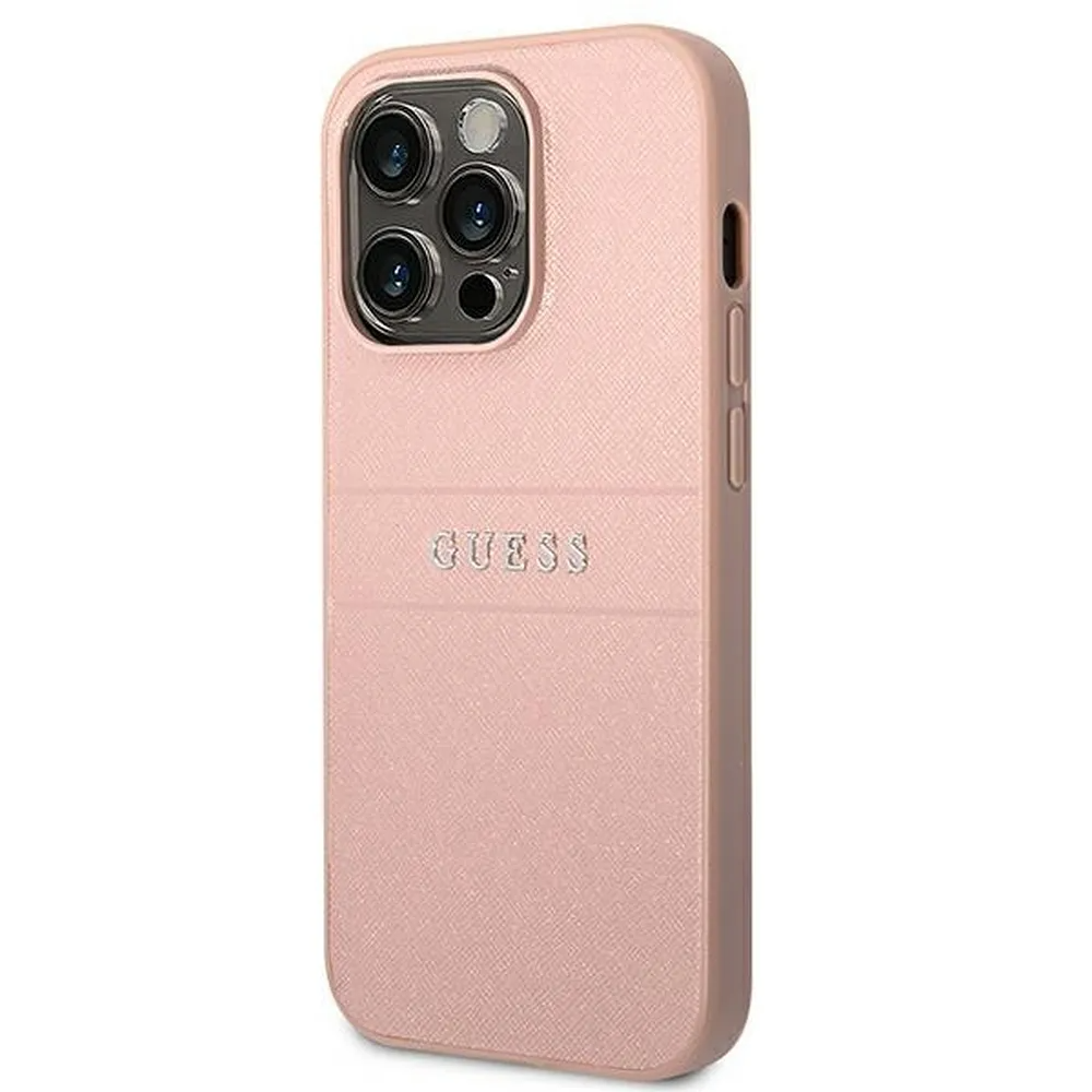 Guess GUESS iPhone 14 Pro Max Skal Glitter Flakes Script Metal Logo - Rosa