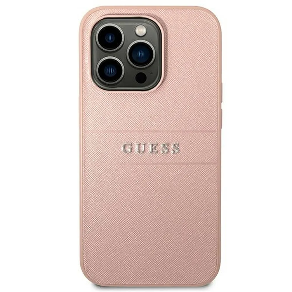 Guess GUESS iPhone 14 Pro Max Skal Glitter Flakes Script Metal Logo - Rosa