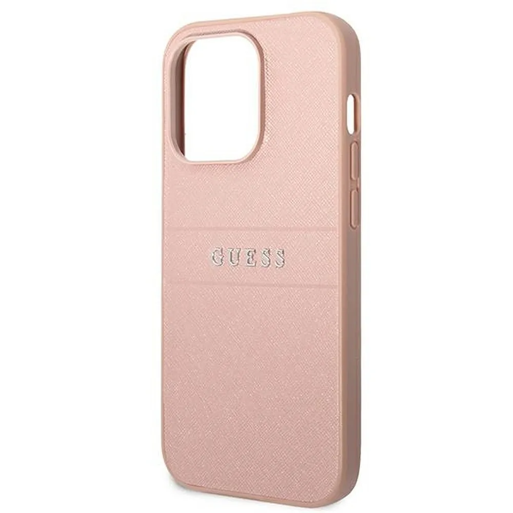 Guess GUESS iPhone 14 Pro Max Skal Glitter Flakes Script Metal Logo - Rosa