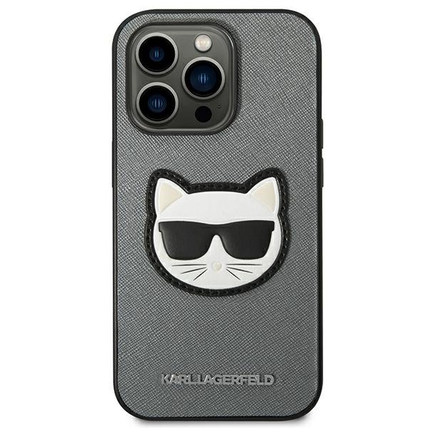 KARL LAGERFELD Karl Lagerfeld iPhone 14 Pro Max Skal Saffiano Choupette Head Patch - Silver