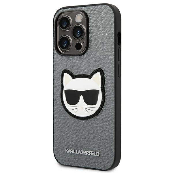 KARL LAGERFELD Karl Lagerfeld iPhone 14 Pro Max Skal Saffiano Choupette Head Patch - Silver