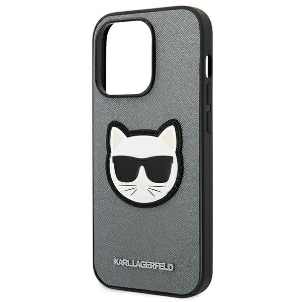 KARL LAGERFELD Karl Lagerfeld iPhone 14 Pro Max Skal Saffiano Choupette Head Patch - Silver