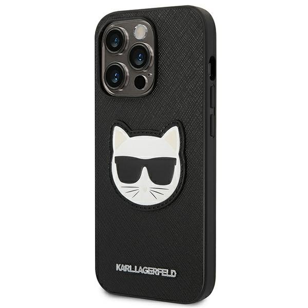 KARL LAGERFELD Karl Lagerfeld iPhone 14 Pro Skal Saffiano Choupette Head Patch - Svart