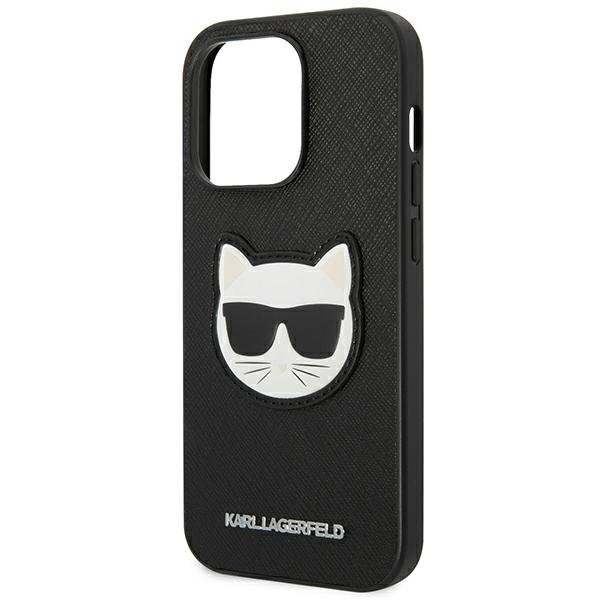 KARL LAGERFELD Karl Lagerfeld iPhone 14 Pro Skal Saffiano Choupette Head Patch - Svart