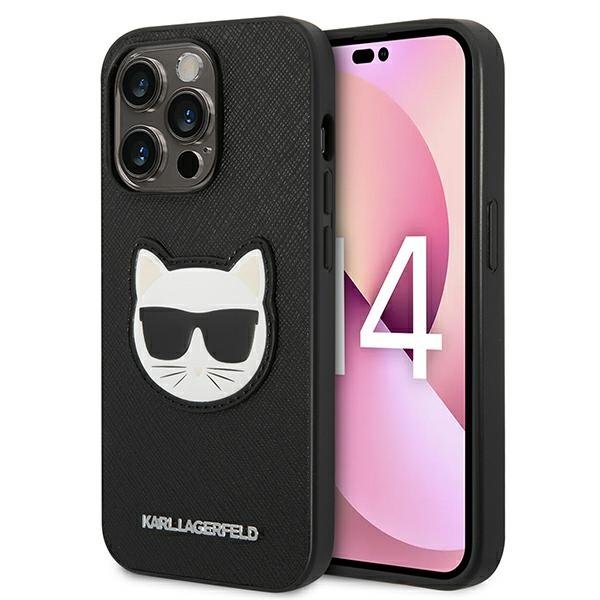 KARL LAGERFELD Karl Lagerfeld iPhone 14 Pro Skal Saffiano Choupette Head Patch - Svart