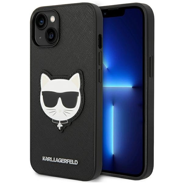 KARL LAGERFELD Karl Lagerfeld iPhone 14 Plus Skal Saffiano Choupette Head Patch - Svart