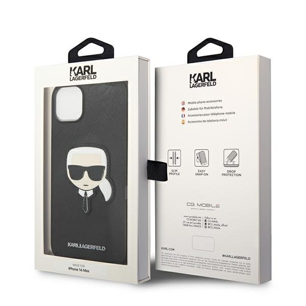 KARL LAGERFELD Karl Lagerfeld iPhone 14 Plus Skal Saffiano Karl`s Head Patch - Svart