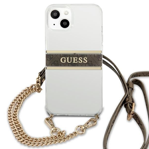 Guess Guess Brun Strap Gold Chain Skal iPhone 13 Mini - Transparent