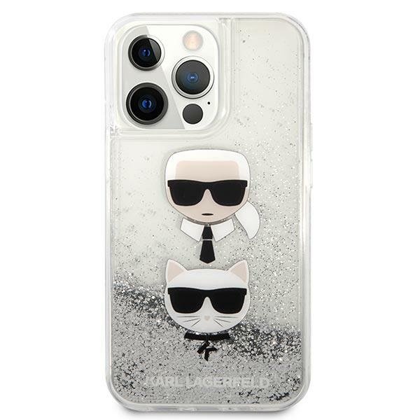 KARL LAGERFELD Karl Lagerfeld Glitter Karl & Choupette Head Skal iPhone 13 Pro Max - Silver