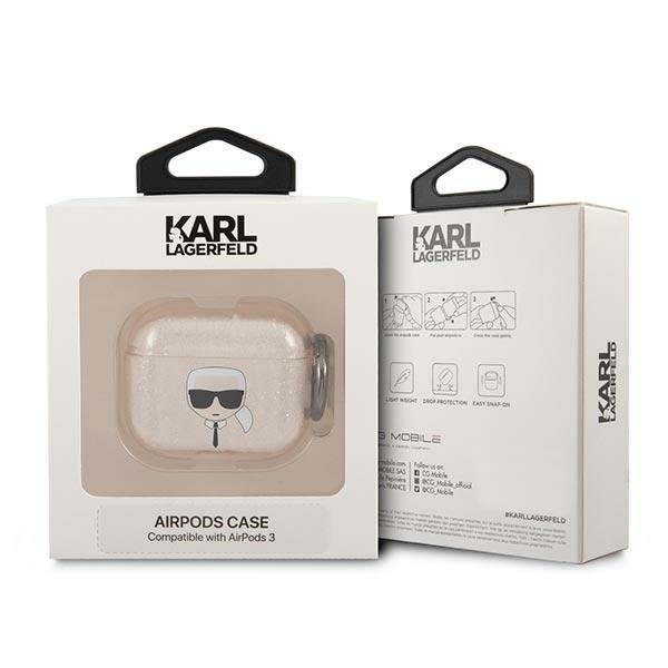 KARL LAGERFELD Karl Lagerfeld Skal Glitter Karl`s Head Airpods 3 - Guld