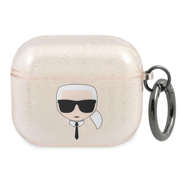 KARL LAGERFELD Karl Lagerfeld Skal Glitter Karl`s Head Airpods 3 - Guld