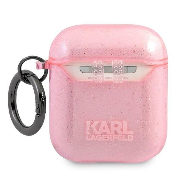 KARL LAGERFELD Karl Lagerfeld Glitter Karl`s Head Skal Airpods - Rosa