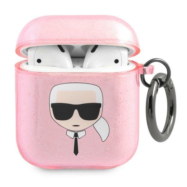 KARL LAGERFELD Karl Lagerfeld Glitter Karl`s Head Skal Airpods - Rosa