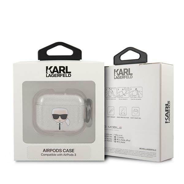 KARL LAGERFELD Karl Lagerfeld Skal Glitter Karl`s Head Airpods 3 - Silver