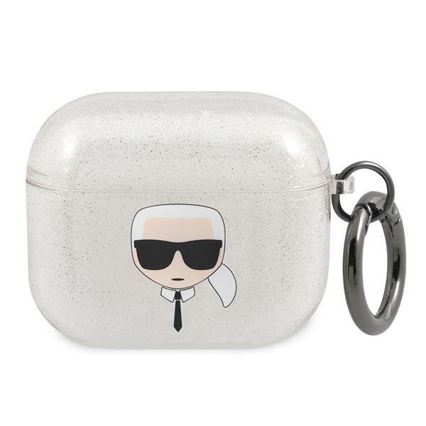 KARL LAGERFELD Karl Lagerfeld Skal Glitter Karl`s Head Airpods 3 - Silver