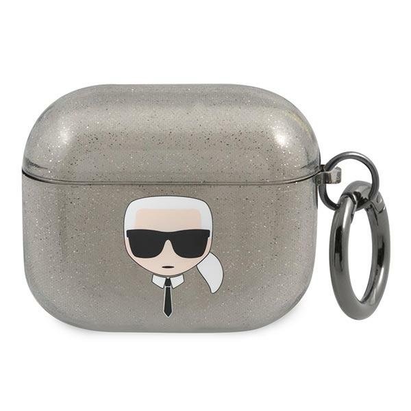 KARL LAGERFELD Karl Lagerfeld Skal Glitter Karl`s Head Airpods 3 - Svart