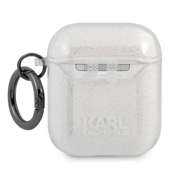 KARL LAGERFELD Karl Lagerfeld Skal Glitter Karl`s Head Airpods - Silver