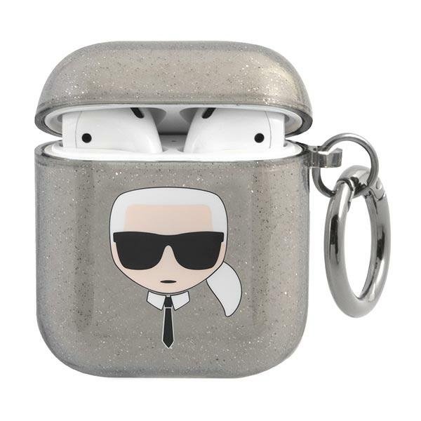 KARL LAGERFELD Karl Lagerfeld Skal Glitter Karl`s Head Airpods - Svart