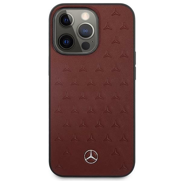 Mercedes Mercedes Läder Stars Pattern Skal iPhone 13 / 13 Pro - Röd
