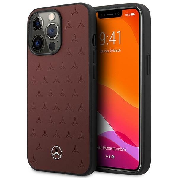 Mercedes Mercedes Läder Stars Pattern Skal iPhone 13 / 13 Pro - Röd