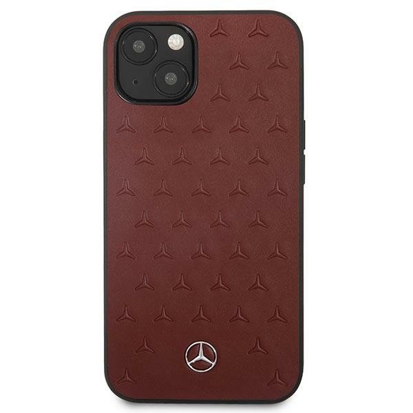 Mercedes Mercedes Läder Stars Pattern Skal iPhone 13 Mini - Röd