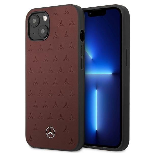Mercedes Mercedes Läder Stars Pattern Skal iPhone 13 - Röd
