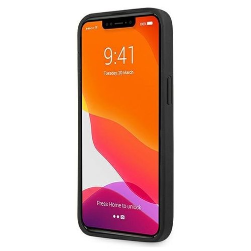 AMG AMG Äkta Läder Debossed Lines Skal iPhone 13 Pro Max - Svart
