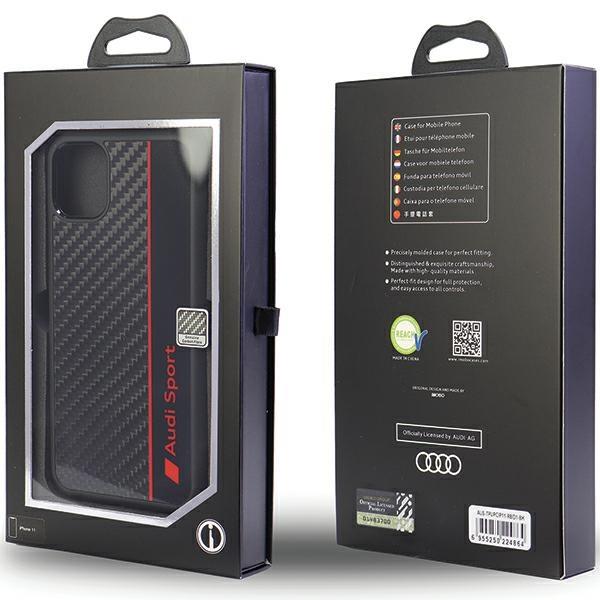 Audi Audi Mobilskal till iPhone 11/Xr Carbon Fiber Stripe - Svart